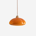 Pendant Lamp Round Glass Shade Wood Accent With Modern Look