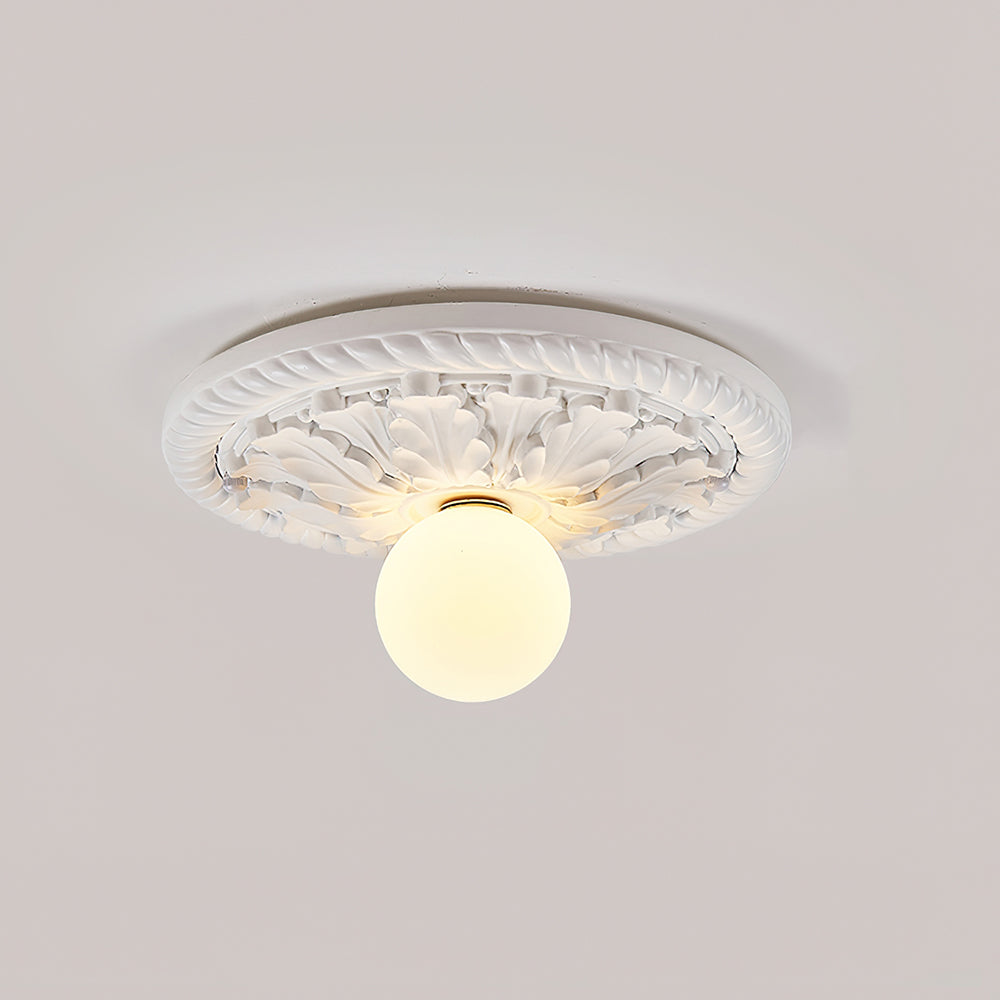Carved Wood Flush Mount Ceiling Light With Vintage Style
