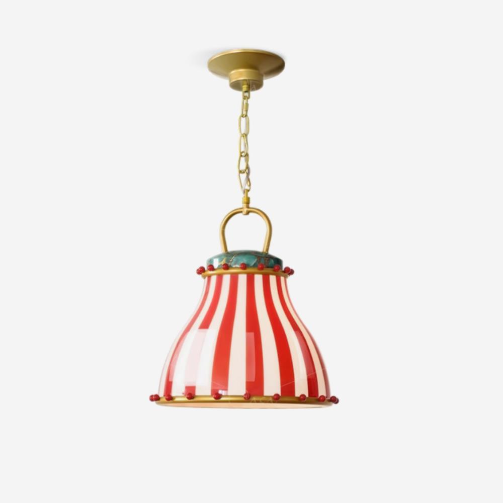 Striking Red And White Striped Glass Pendant Light