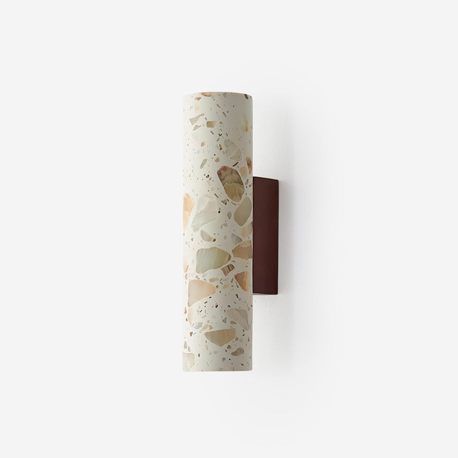 Beige Terrazzo Wall Lamp With Walnut Wood Detail