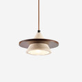 Travertine Stone Pendant Light With Wooden Disc Diffuser