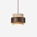 Travertine Pendant Light With Walnut Band Warmth