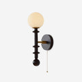 Globe Wall Light In Wood And Glass With E26 E27 Socket And Damp Rated