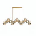 Brass Linear LED Pendant Light With Crystal Globes