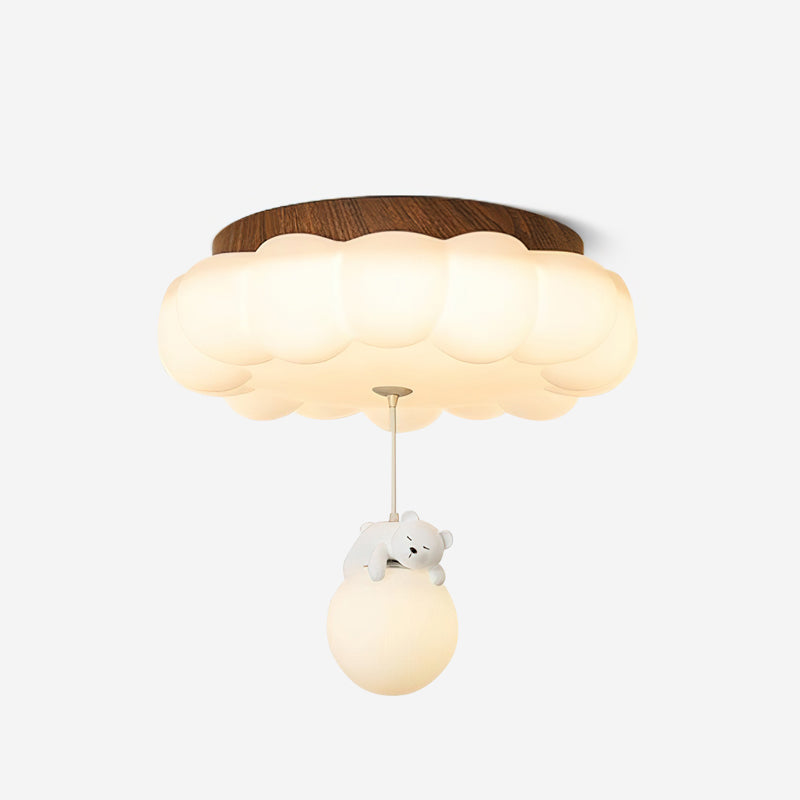 Cloud Bear Ceiling Light For Nursery With Warm Glow Flush Mount