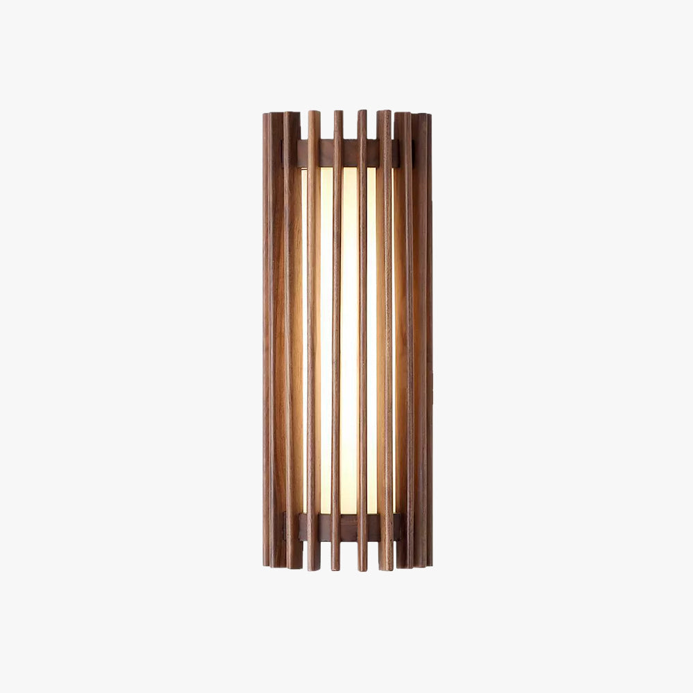 Walnut Wood Indoor Wall Light With Warm Glow