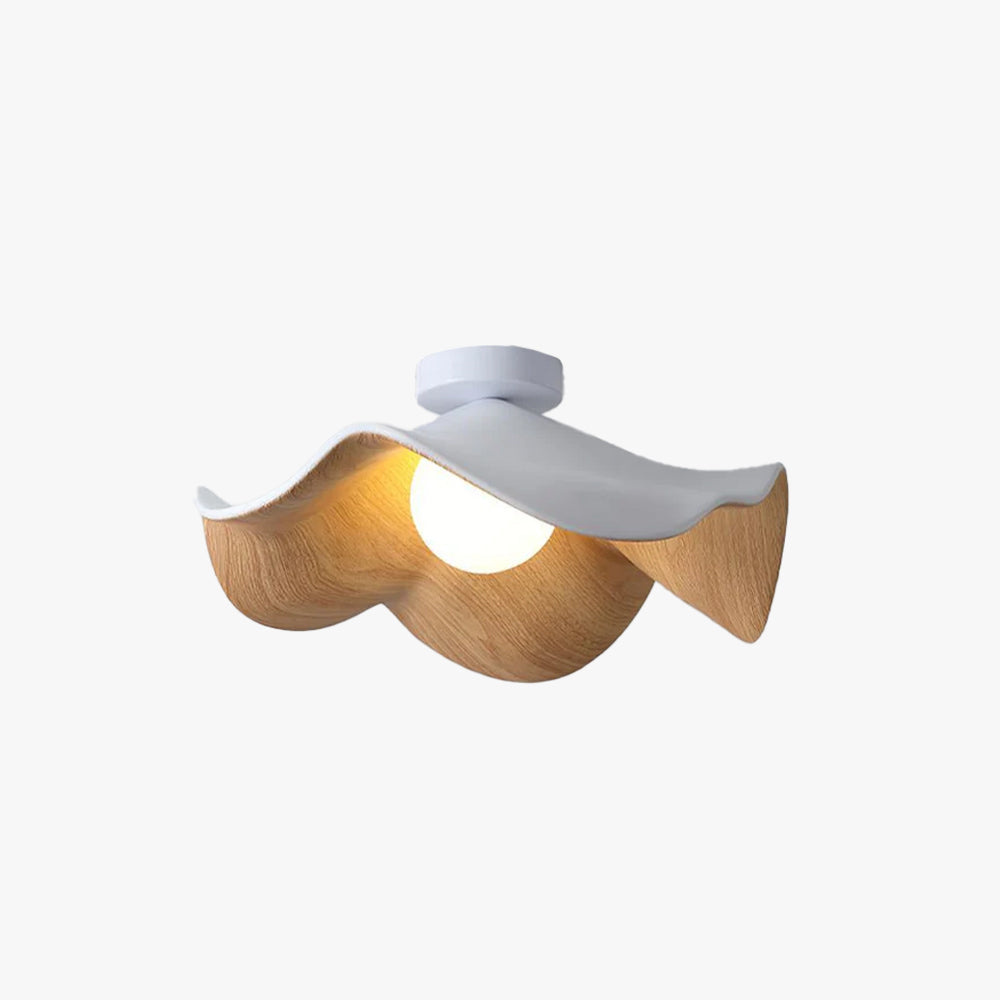 Wood Grain Ceiling Light With Black And White Finish