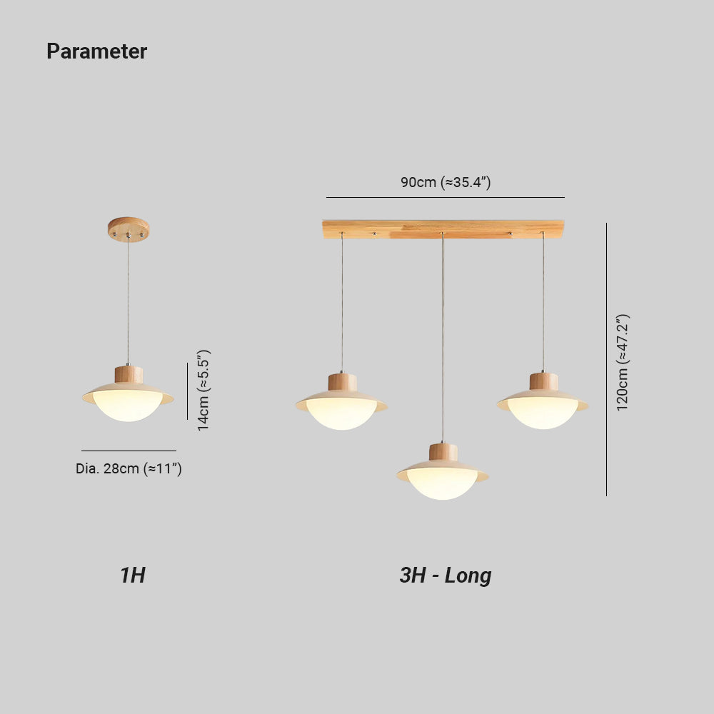 Natural Wood Milk Pendant Light With Soft Glow