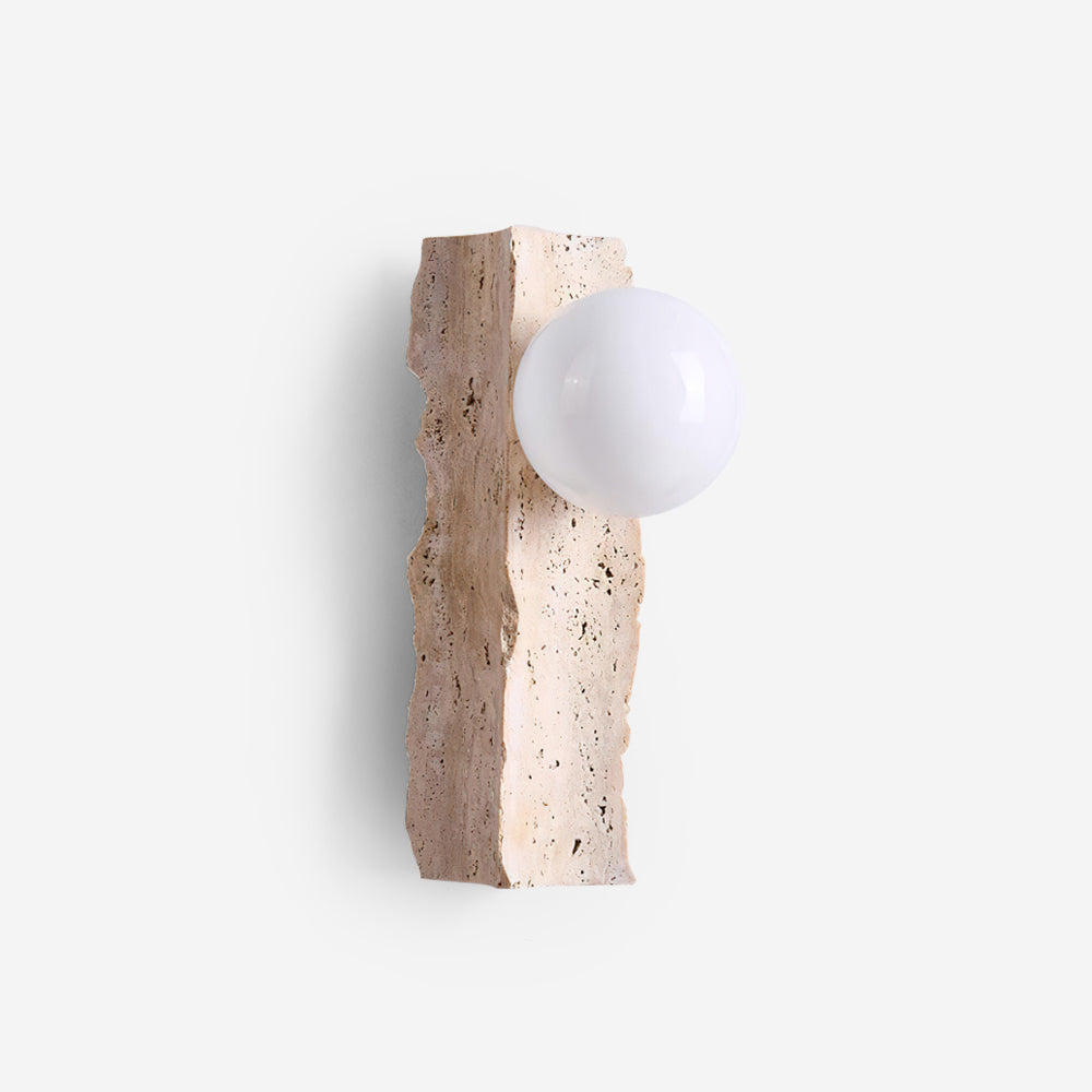 Travertine Wall Light With Glass Shade Dimmable Hardwired E27