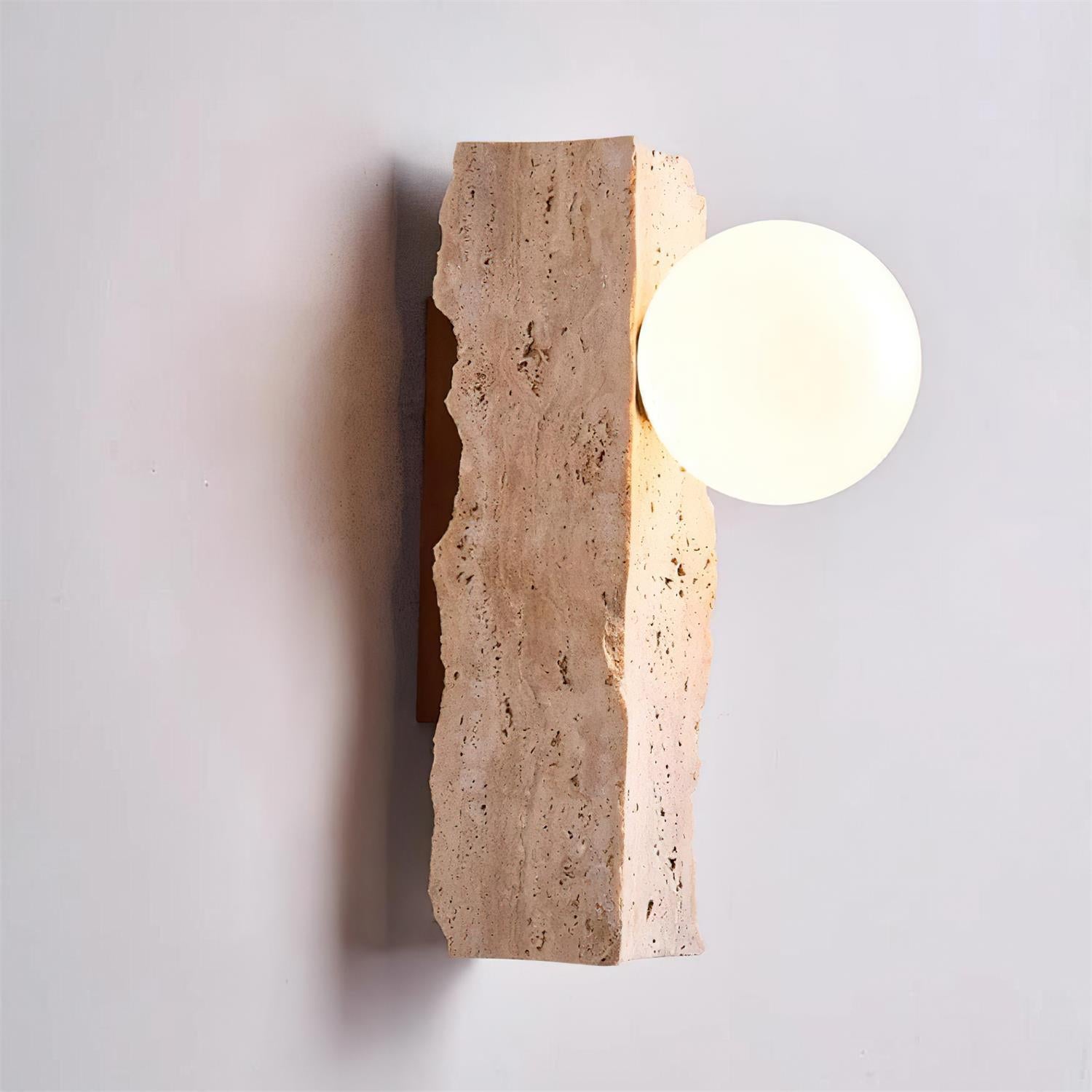 Travertine Wall Light With Glass Shade Dimmable Hardwired E27