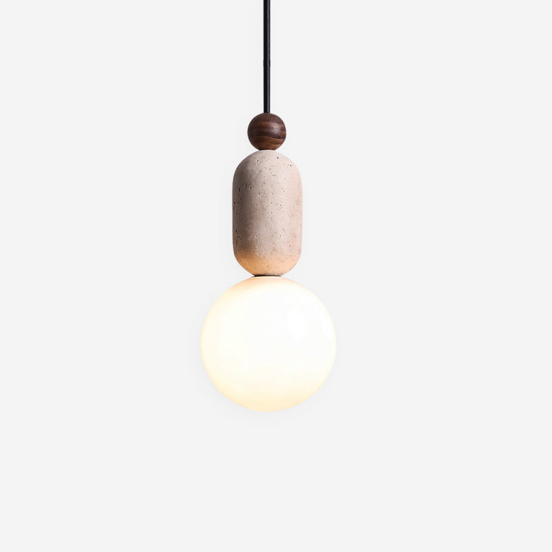 Glass And Travertine Pendant Lamp For Ambient Light