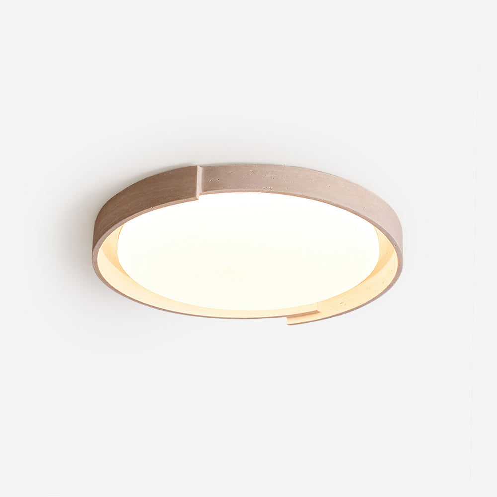 Beige Travertine Round Ceiling Light With Integrated LED