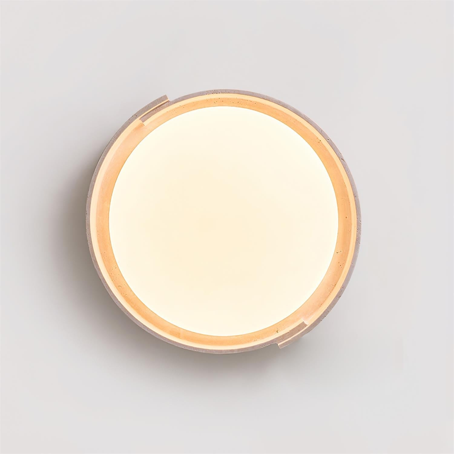 Beige Travertine Round Ceiling Light With Integrated LED