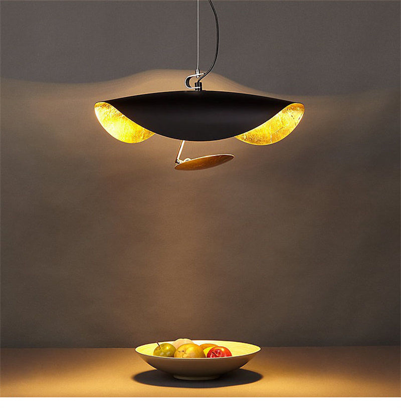 Gold Foil Pendant Light With Warm Glow