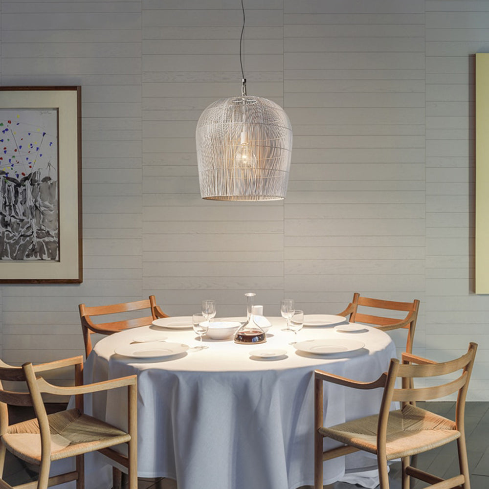 Rattan Bird Cage Pendant Light With Warm Glow