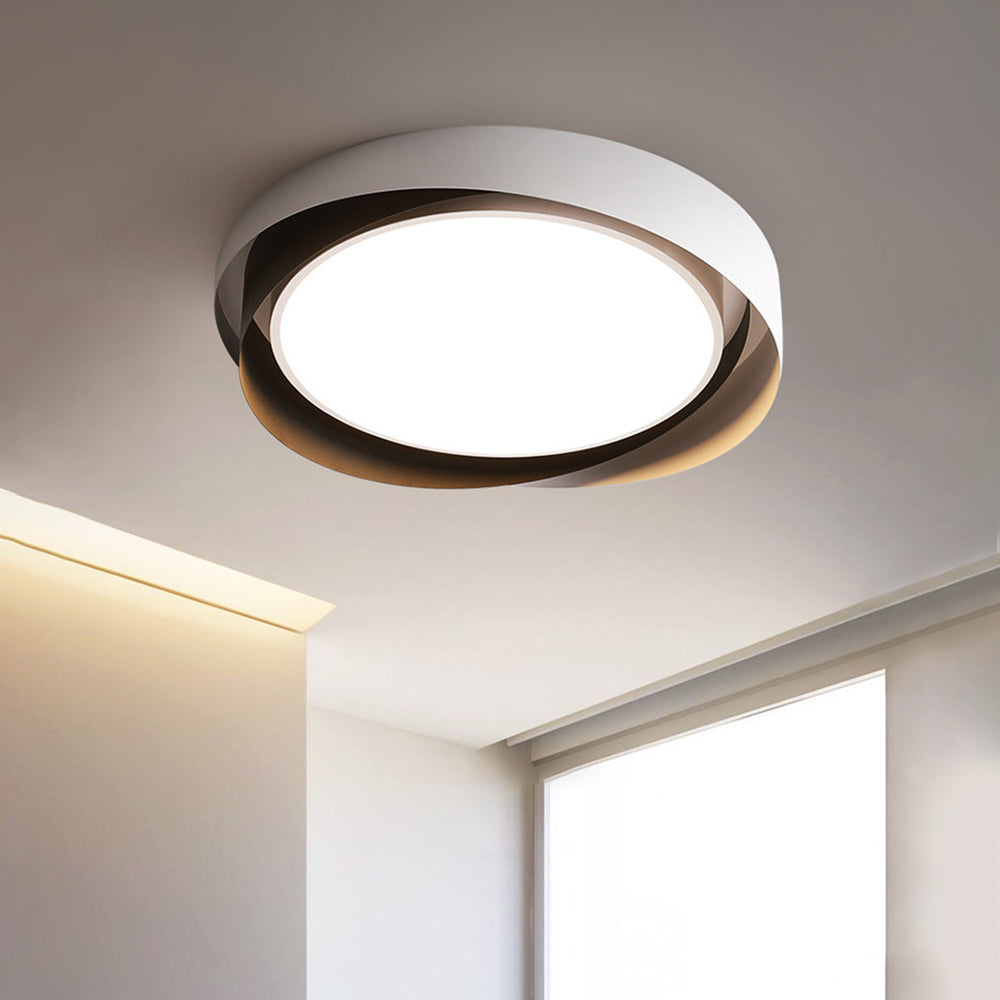 Geometric Metal Flush Mount Ceiling Light White Gold Finish
