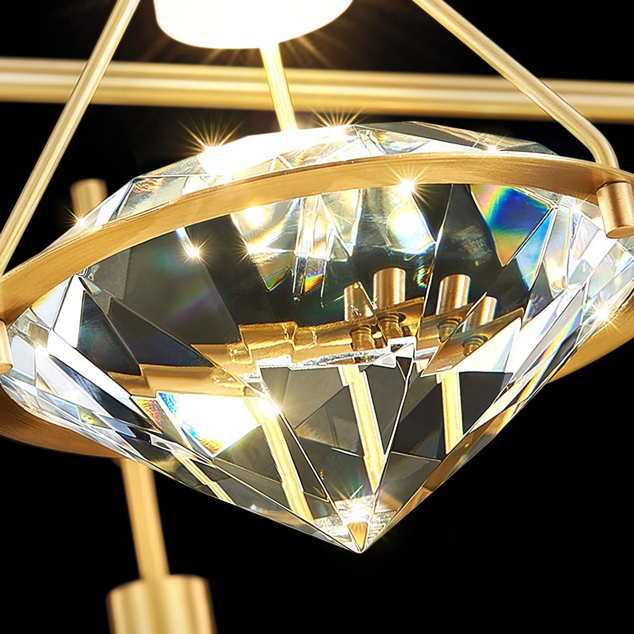 Elegant Brass Crystal Pendant Lamp With Integrated Led