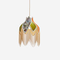 Gold Accented Bohemian Pendant Lamp With Floral Shade
