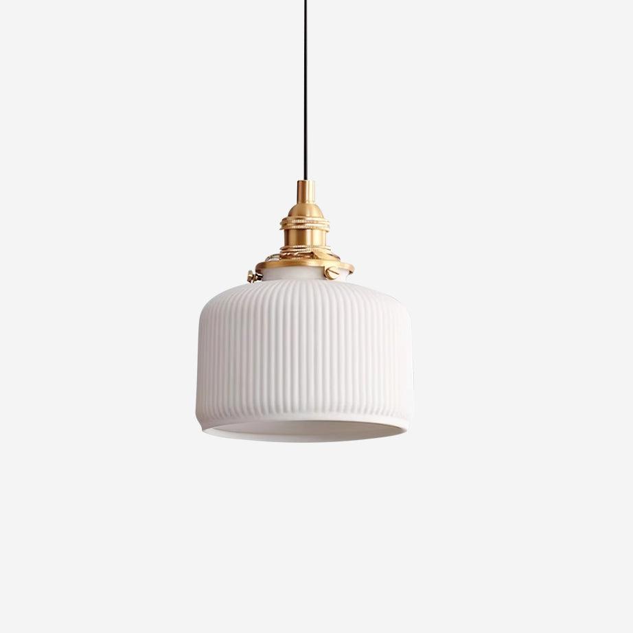 Pendant Light With Ribbed Ceramic Shade For Ambient Lighting