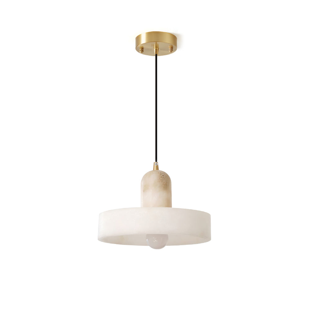 Alabaster Disc Orb Pendant Light Creates Warm Ambience