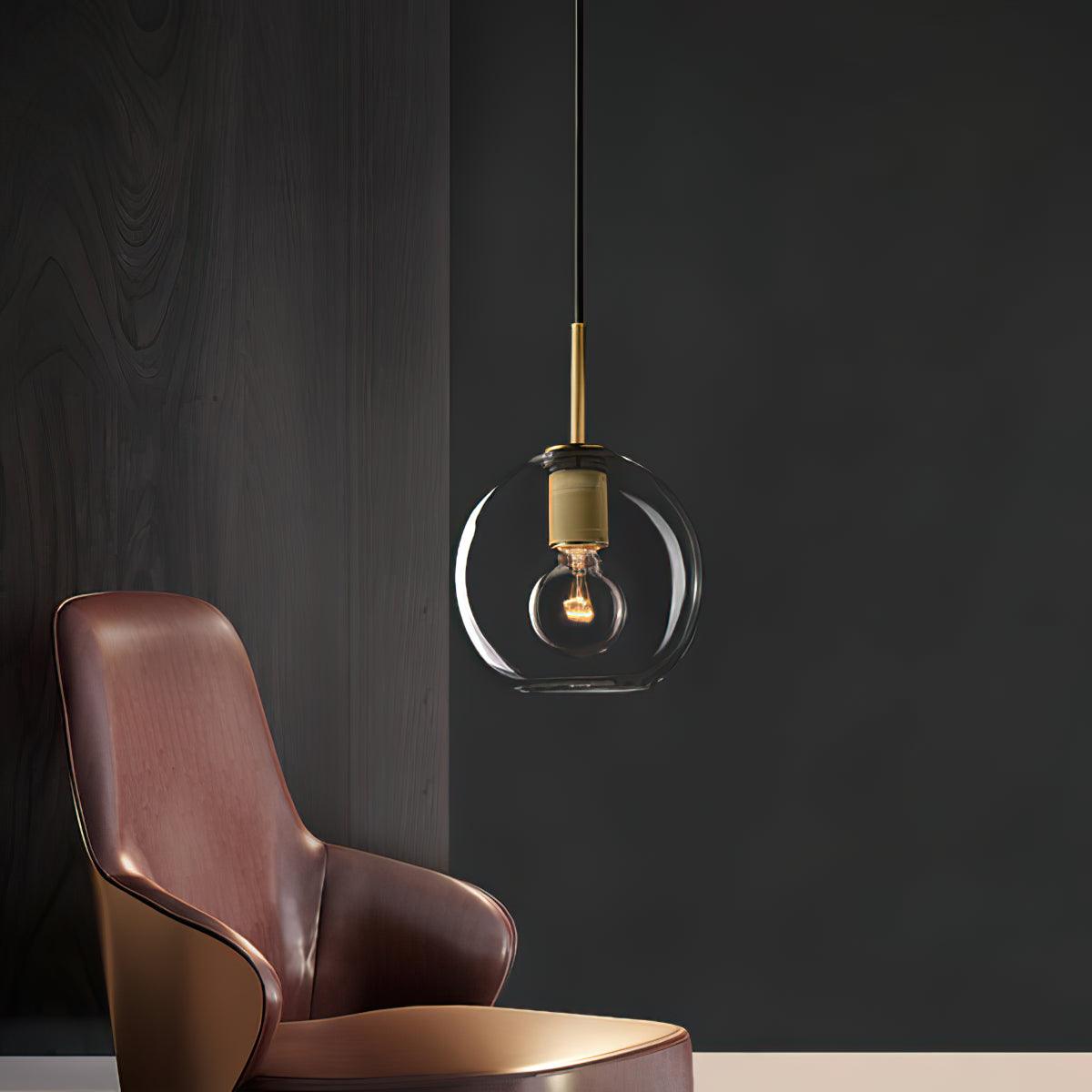 Brass Pendant Light With Glass Shade For Dining Or Kitchen