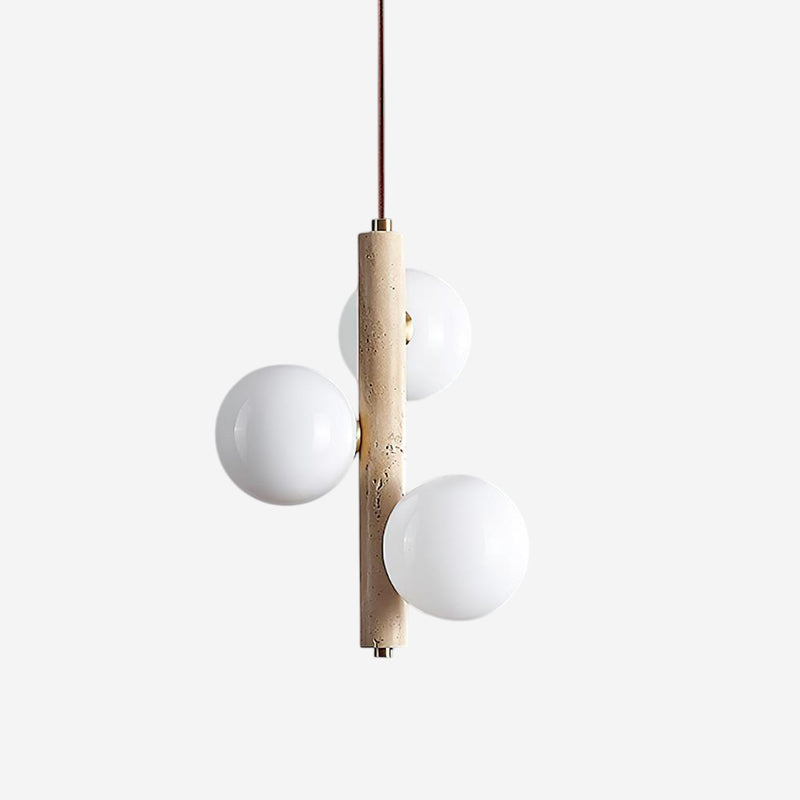 Warm Glow Vertical Travertine Glass Pendant Lamp