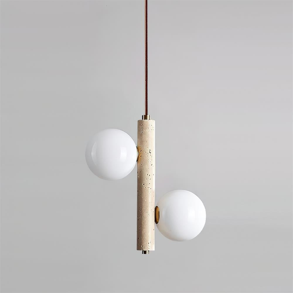 Warm Glow Vertical Travertine Glass Pendant Lamp