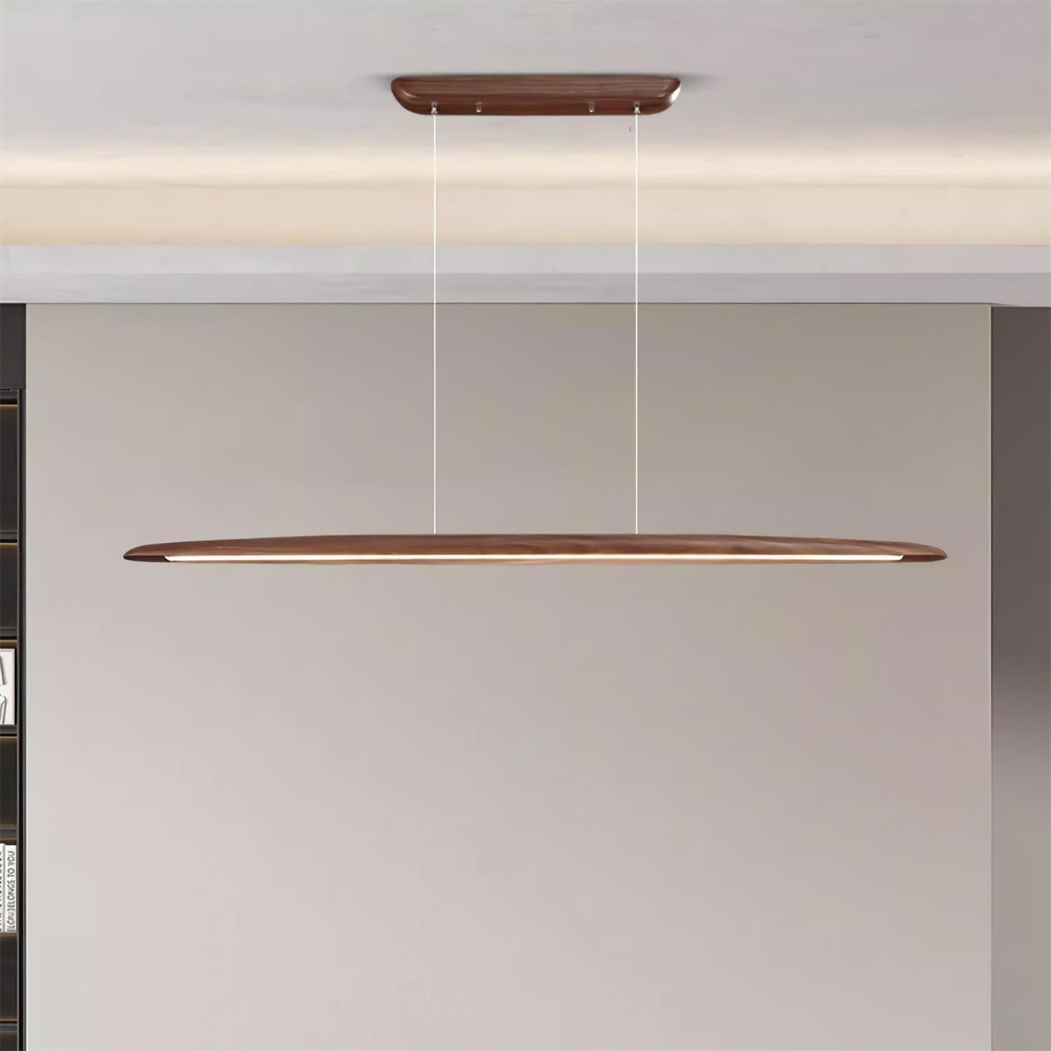 Minimalist Wooden Integrated LED Pendant Light With Warm Glow