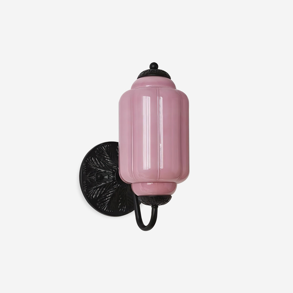 Timeless Pink Glass Wall Sconce With Brass Frame
