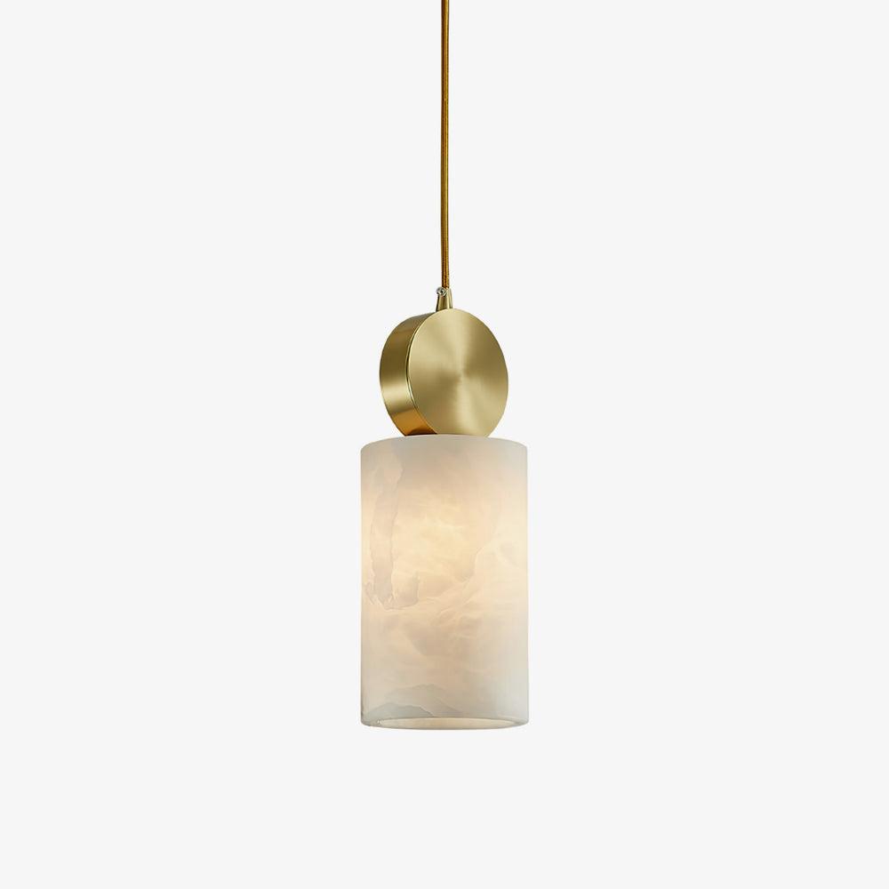 Alabaster Cylinder Pendant Light With Warm Glow