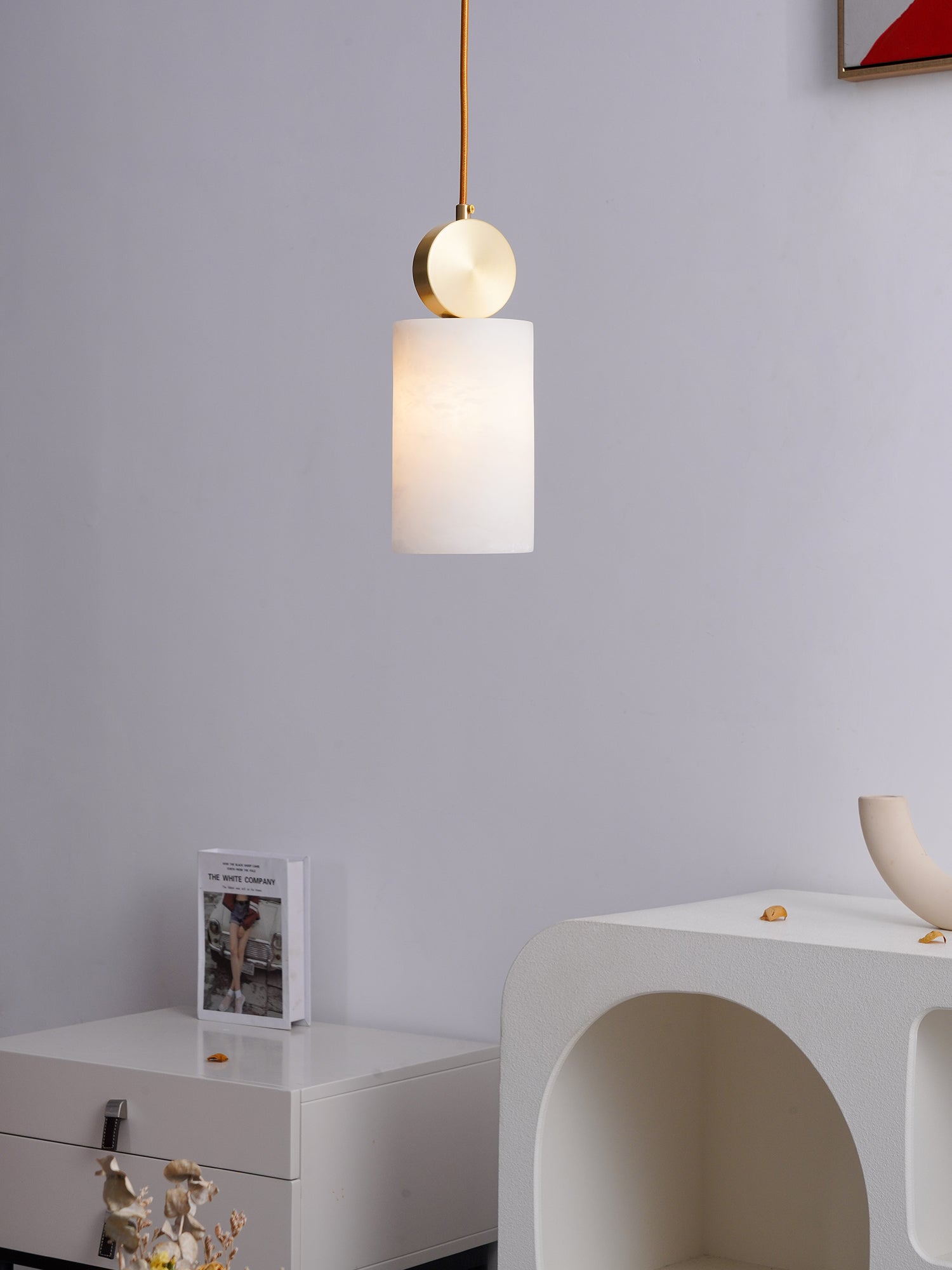 Suspension Étrusque Albâtre et Laiton pour Éclairage Ambiance