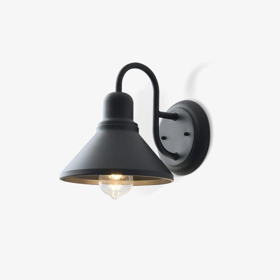 Matte Black Outdoor Cone Shaped Wall Light With Downward Glow