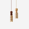 Nordic Geometric Wood Travertine Pendant Light