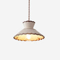 Vintage Cream Ceramic Pendant Light With Scallop Shade