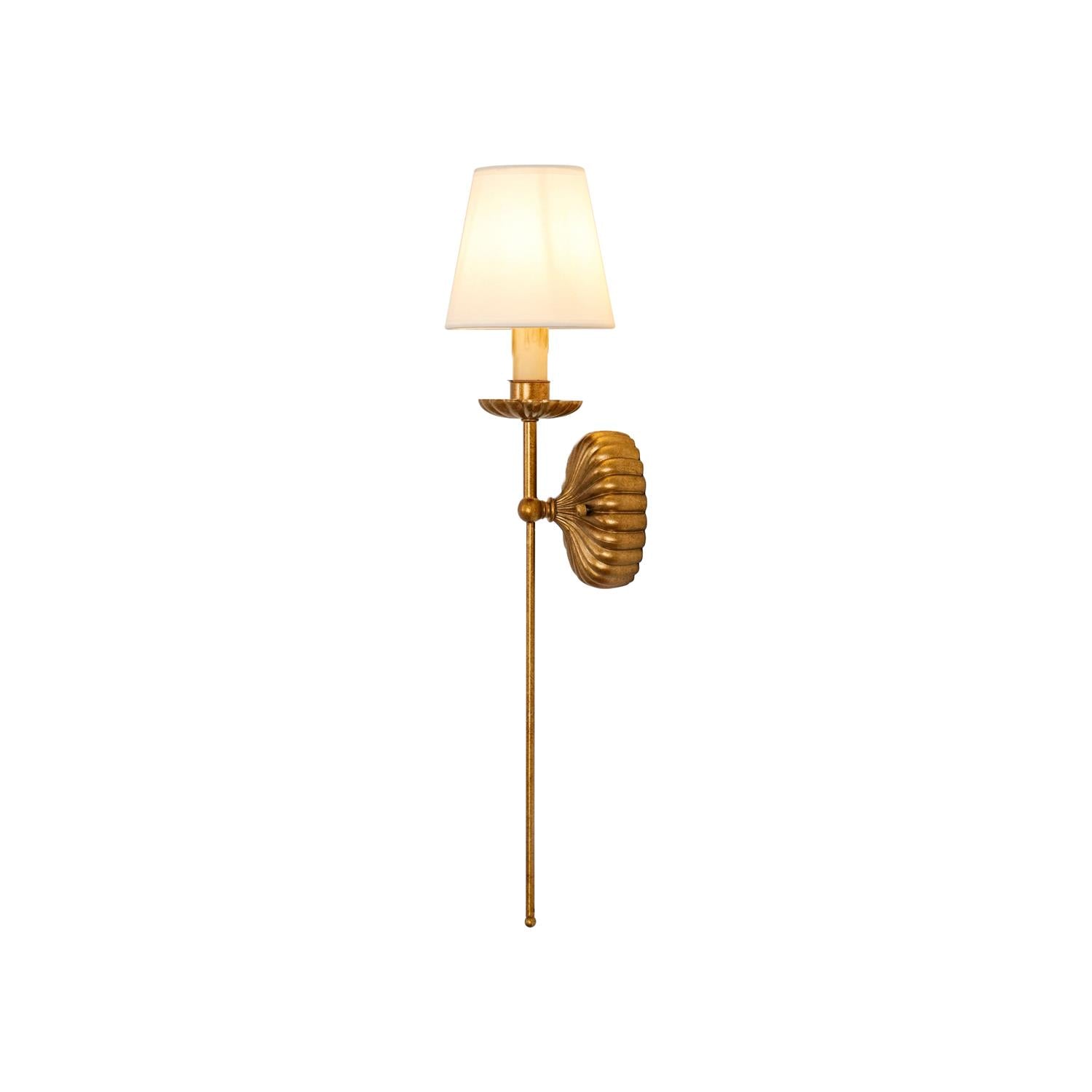 Double Candle Wall Lamp With Antique Gold Leaf Backplate