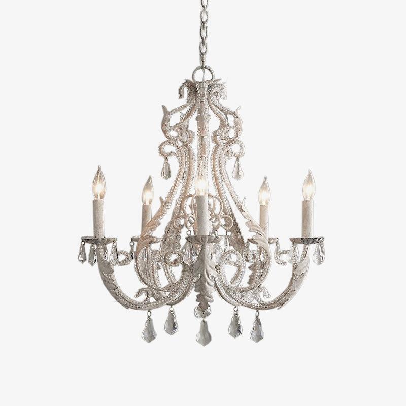 Crystal Bead Pendant Chandelier With Candle Holder