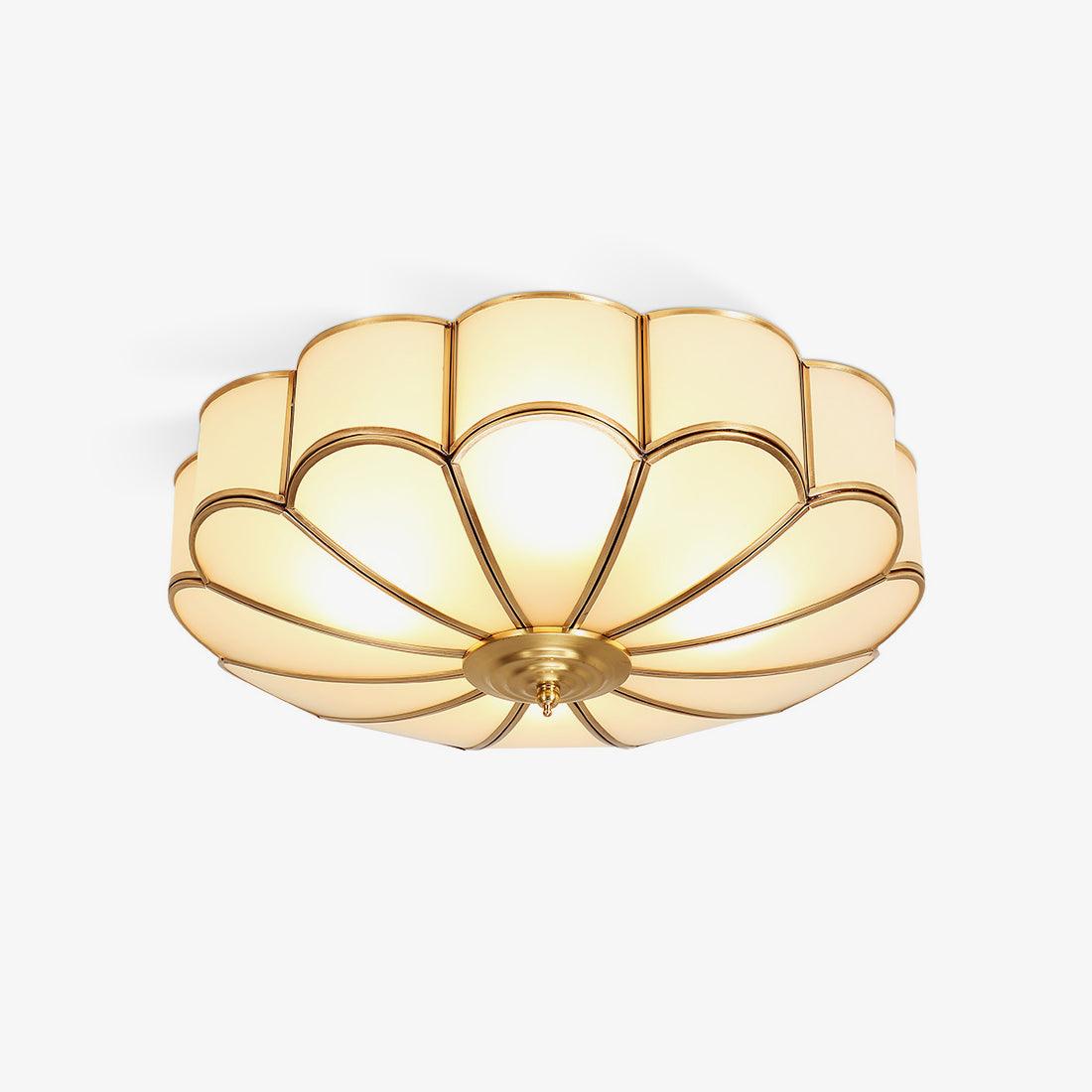 Flower Shaped Frosted Glass Ceiling Light With Brass Finish
