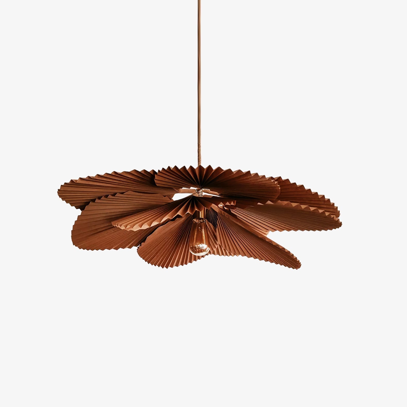 Lyra Pleated Leaf Lotus Pendant Lamp With Warm Glow