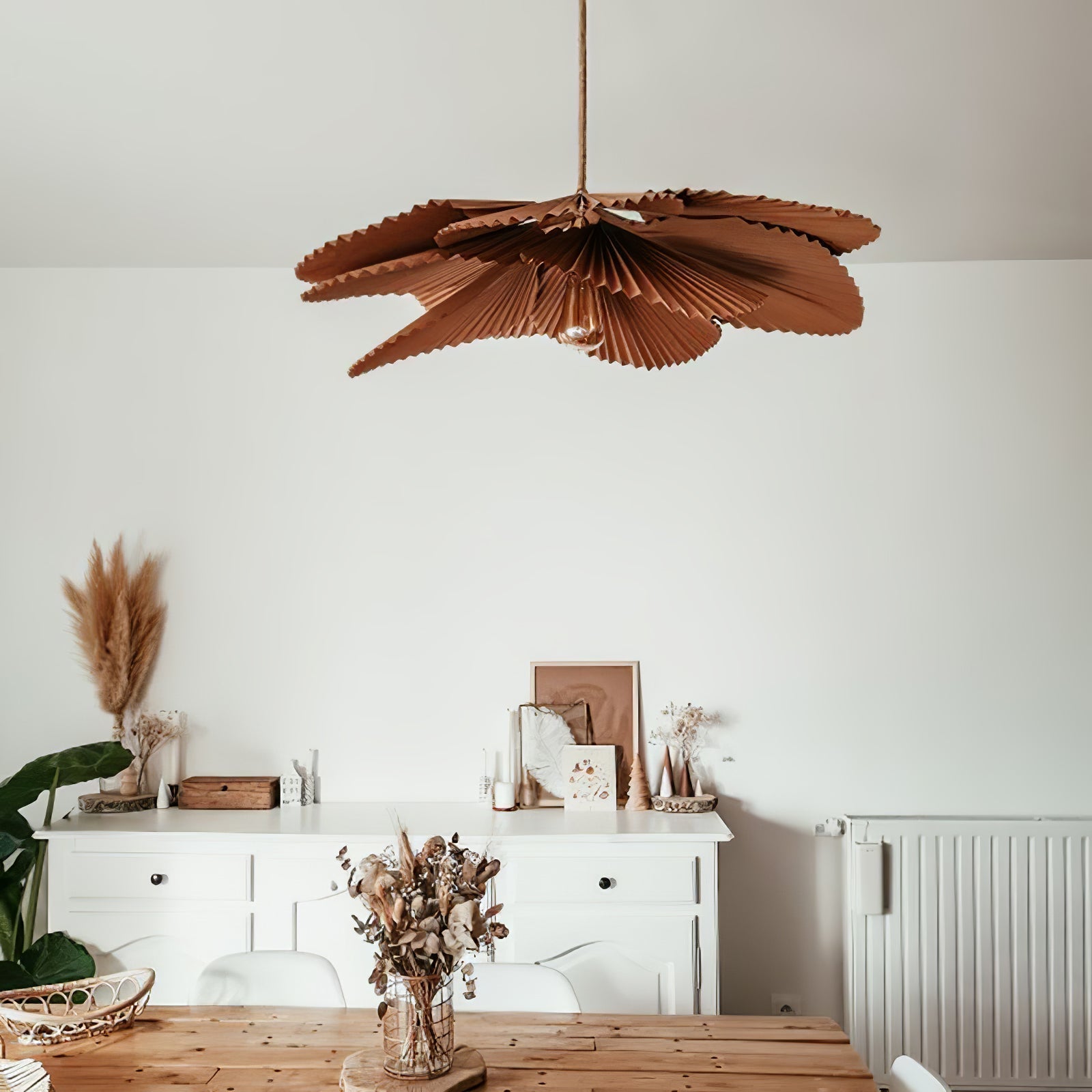 Lyra Pleated Leaf Lotus Pendant Lamp With Warm Glow
