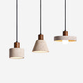 Travertine Pendant Light With Walnut Wood Cluster