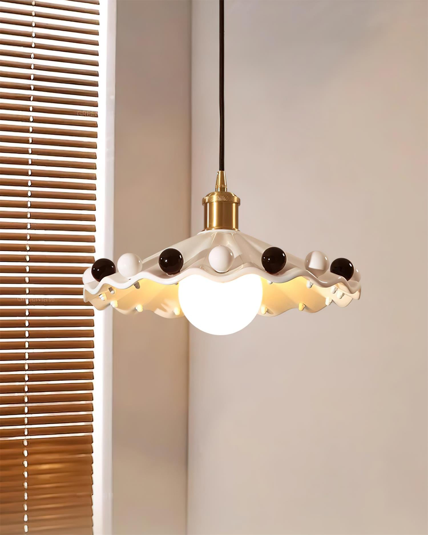 Curved Ceramic Shade Pendant Light For Cozy Glow