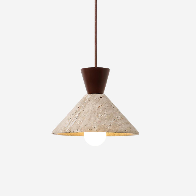 Elegant Wood Travertine Pendant Light