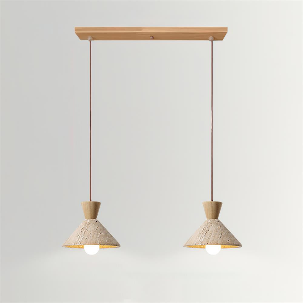 Elegant Wood Travertine Pendant Light