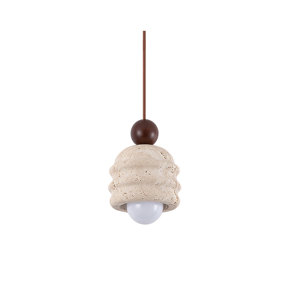 Sculpted Travertine Ripple Pendant Light For Natural Glow
