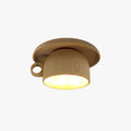 Contemporary Wood Cup Flush Mount Ceiling Light For Bedroom