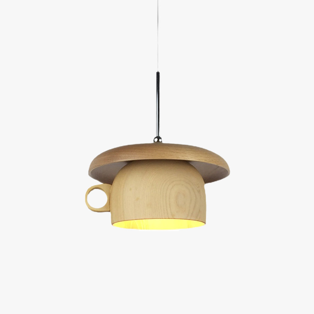 Vintage Wood Cup Pendant Light For Cozy Bedroom Ambience