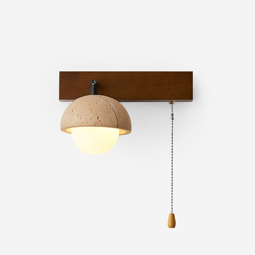 Travertine Wall Light Dimmable With Wooden Frame And Glass