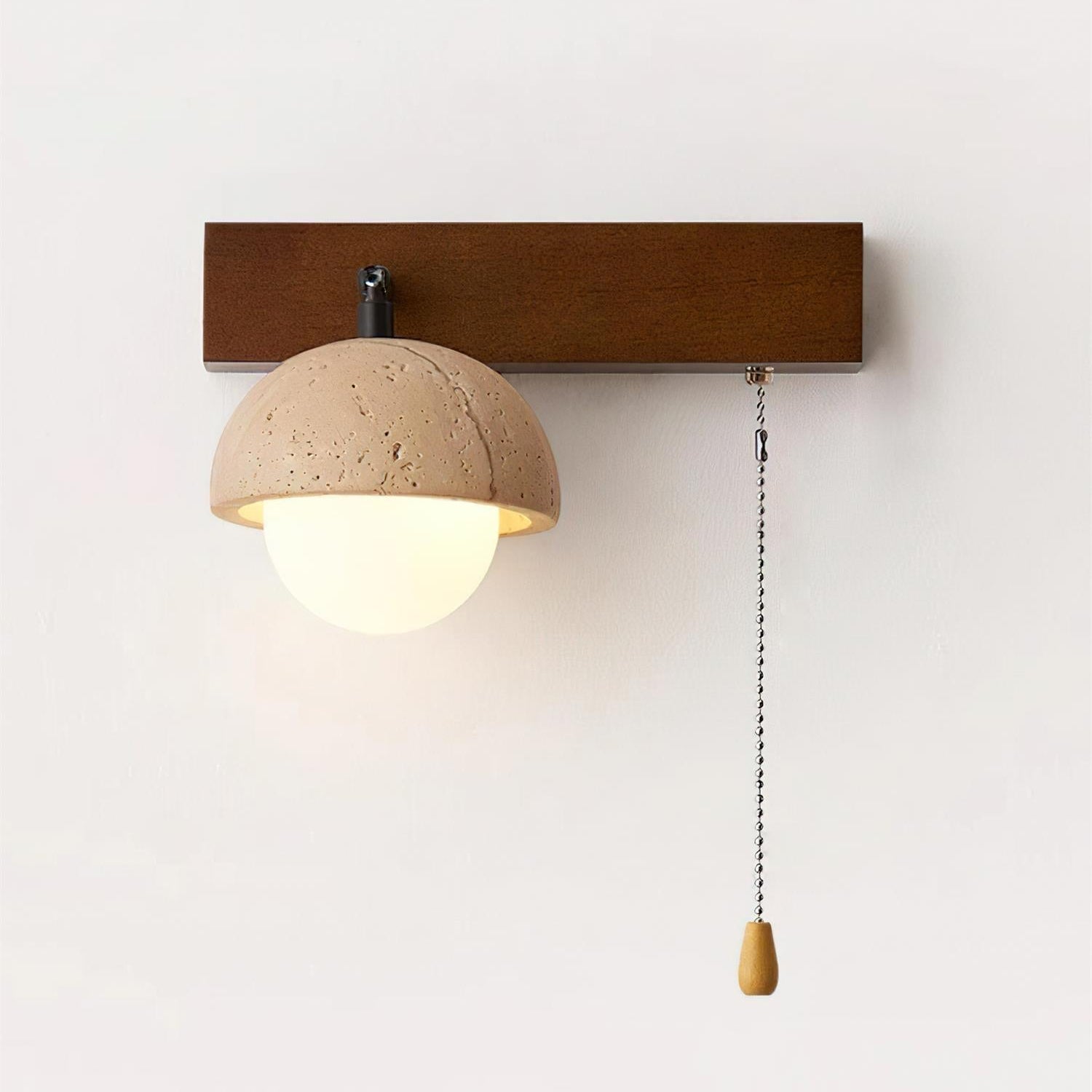 Travertine Wall Light Dimmable With Wooden Frame And Glass