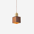 Wood Pendant Lamp With Brass Accents And Walnut Finish
