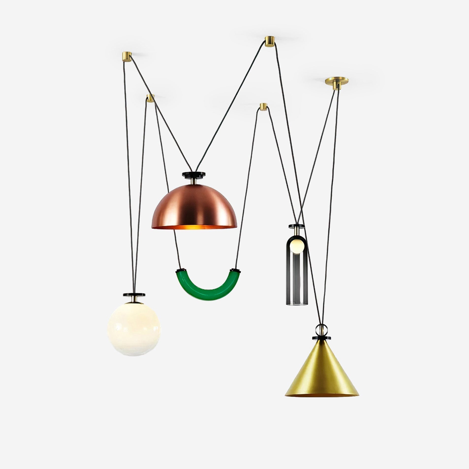 Geometric Pendant Light With Adjustable Height